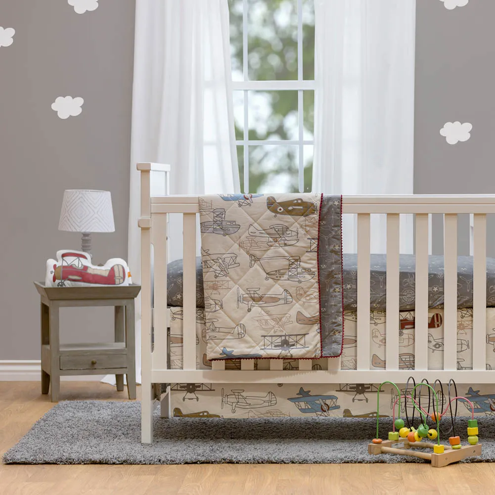 Lolli Living Crib Bed Skirt - Aeroplanes
