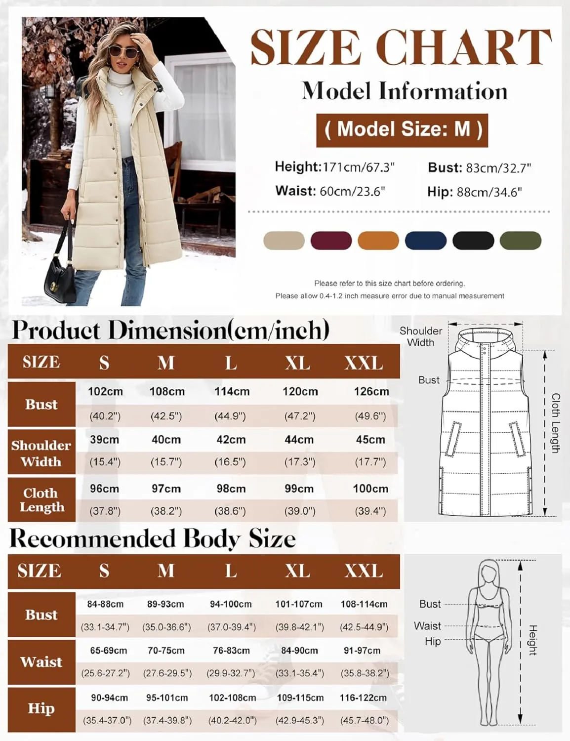 Long Puffer Vest Women With Hood Sleeveless Down Vest Warm Jacket Winter Coat With Pockets
