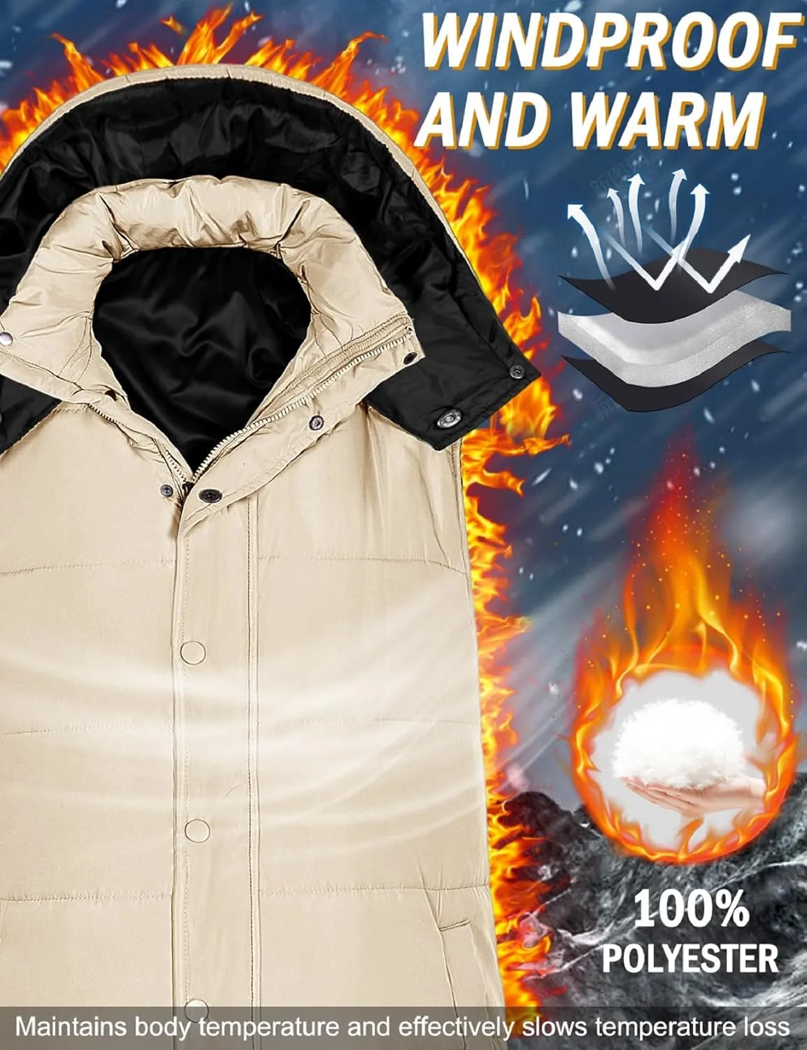 Long Puffer Vest Women With Hood Sleeveless Down Vest Warm Jacket Winter Coat With Pockets