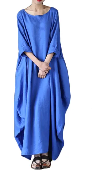 Long Sleeve Dresses for Women Ruffle Hem Oversized Loose Dress Casual Maxi Dresses Ladies Summer Sundress Fashion