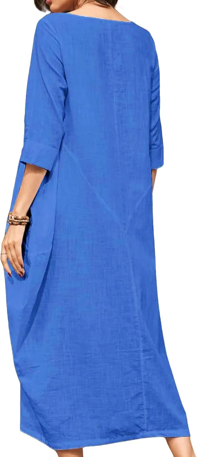 Long Sleeve Dresses for Women Ruffle Hem Oversized Loose Dress Casual Maxi Dresses Ladies Summer Sundress Fashion