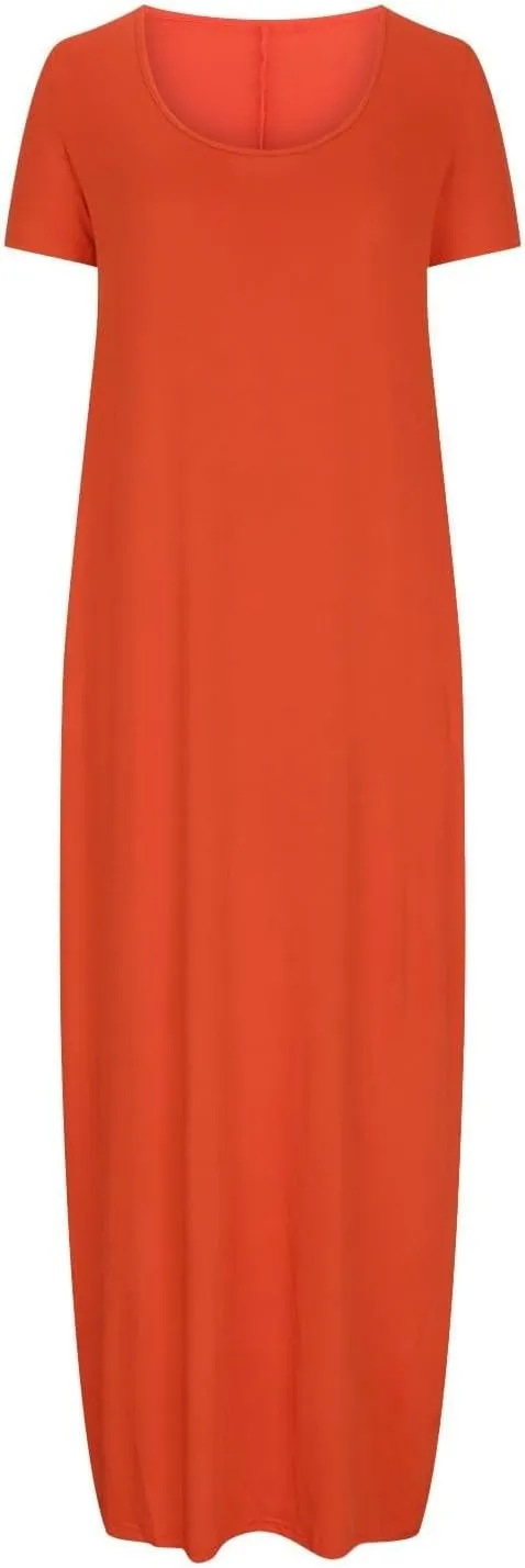 Loose Fit Plus Size Dresses for Curvy Women Short Sleeve Crew Neck Summer Beach Dresses Flowy Maxi Tshirt Sundresses