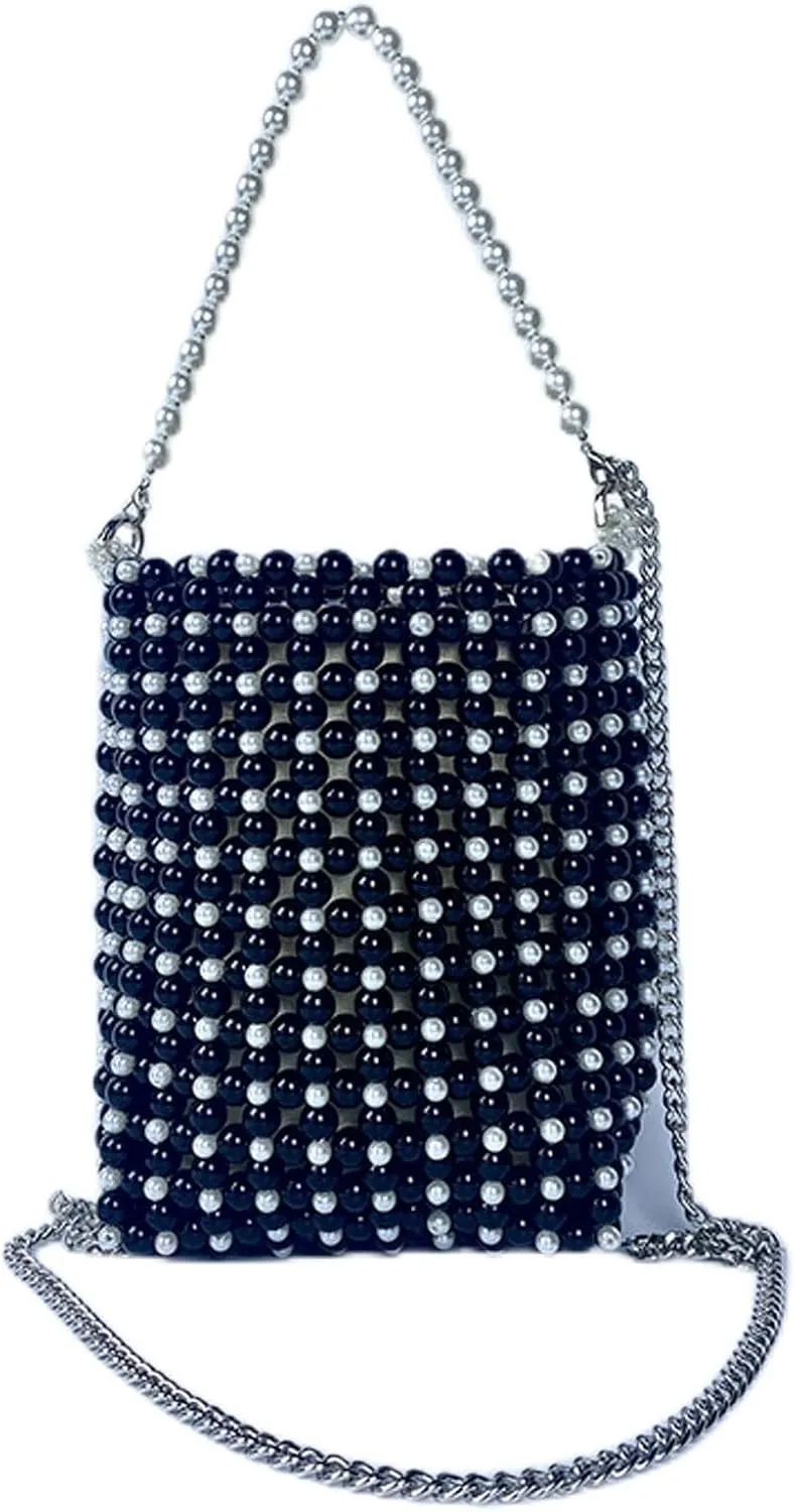 Luxury Pearl Purses Shoulder Bag for Women Pearl Bag Handmade Bags Women's Crossbody Beaded Clutch Evening Bag Wedding Party Bridal Party Gifts 09