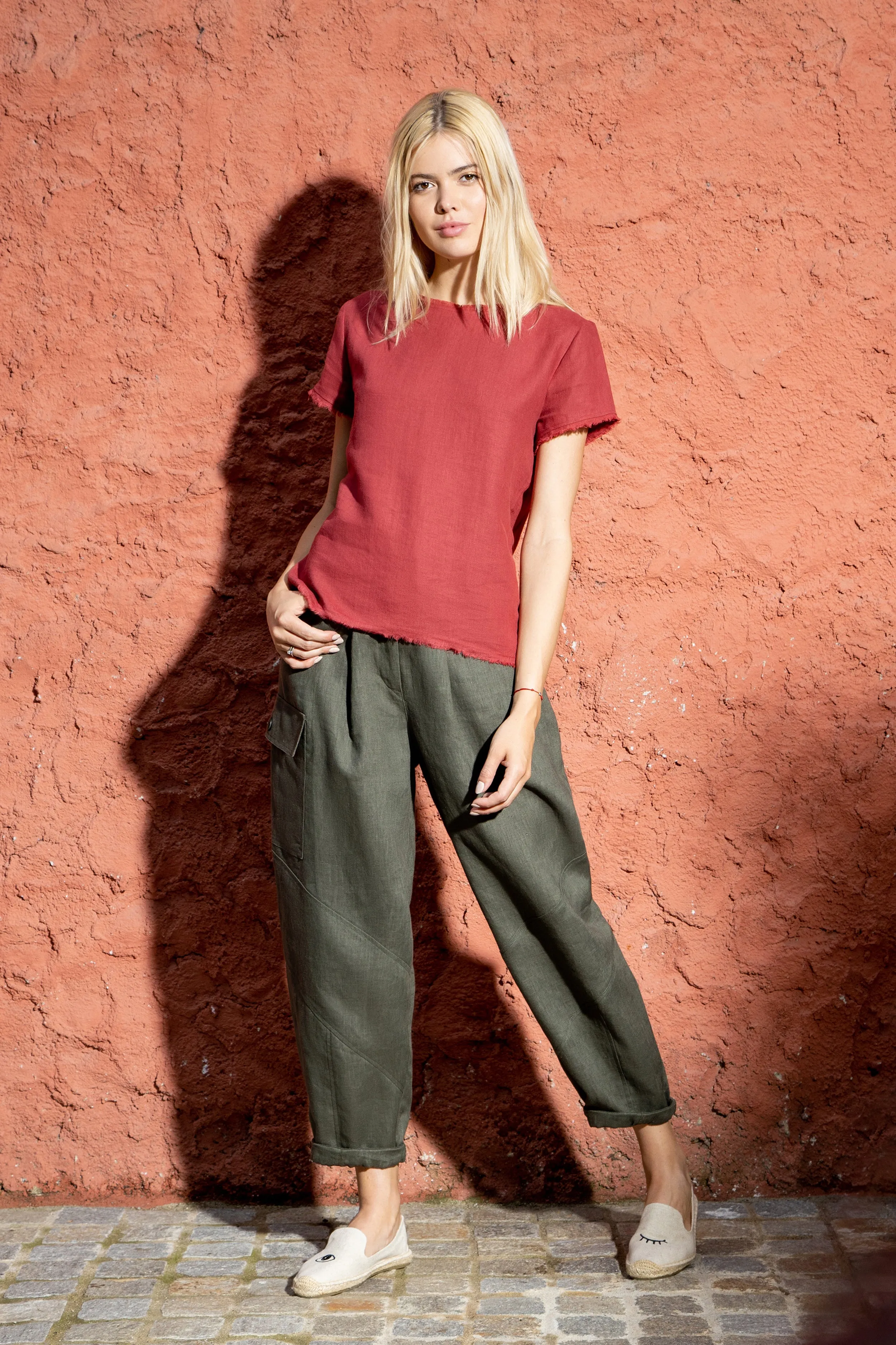 Marrakesh linen cargo trousers