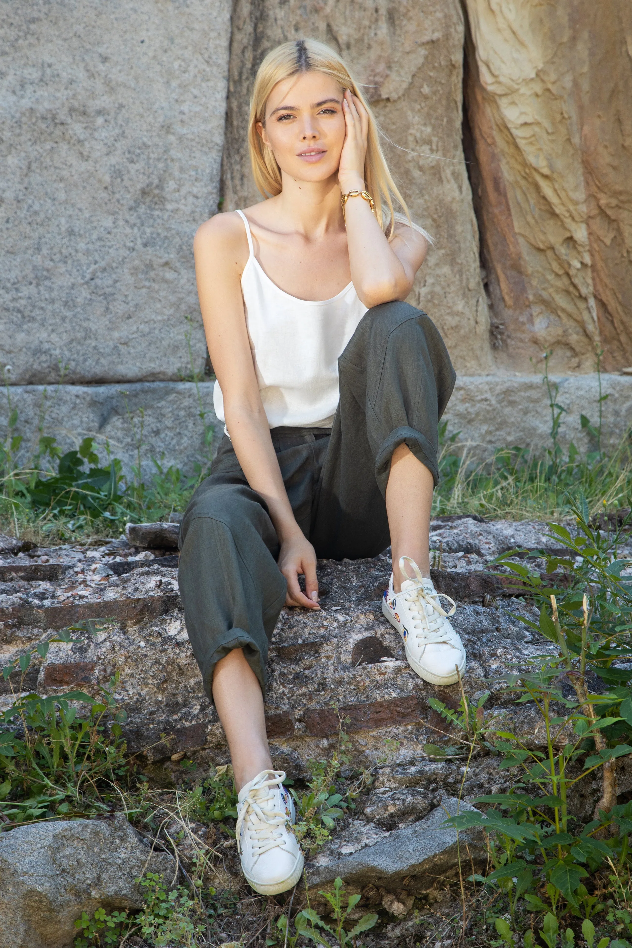 Marrakesh linen cargo trousers