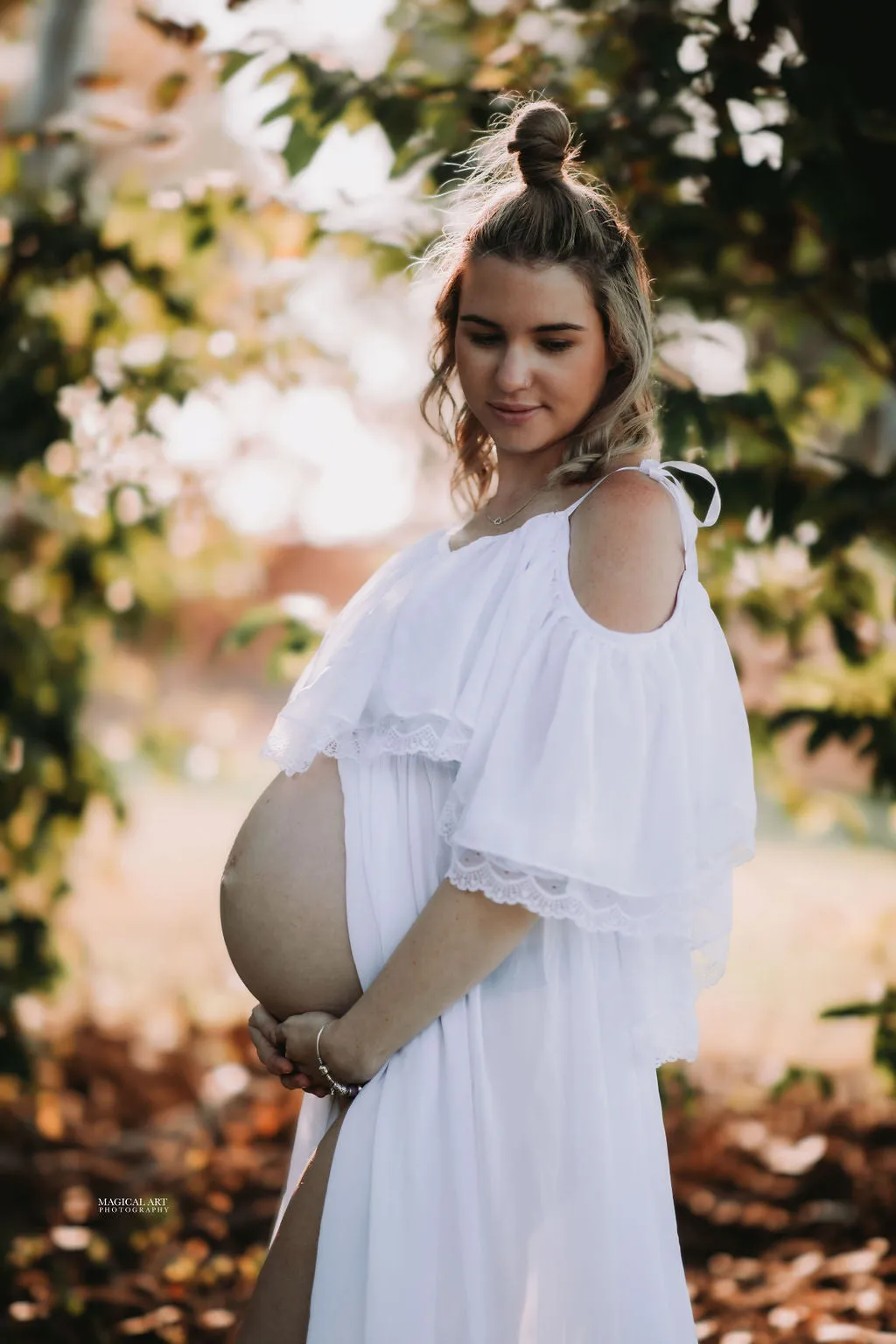 Maternity Photoshoot Dresses Hire - Grace - White Gown - 4 DAY RENTAL