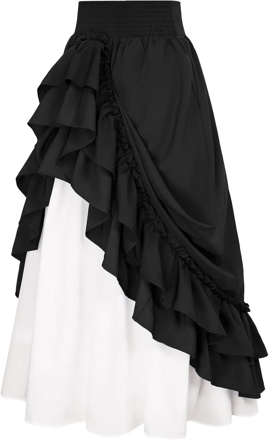 Maxi Gothic Skirts for Women Double Layered Long Skirt Tiered Pirate Skirts Renaissance Victorian Skirts Goth Skirt
