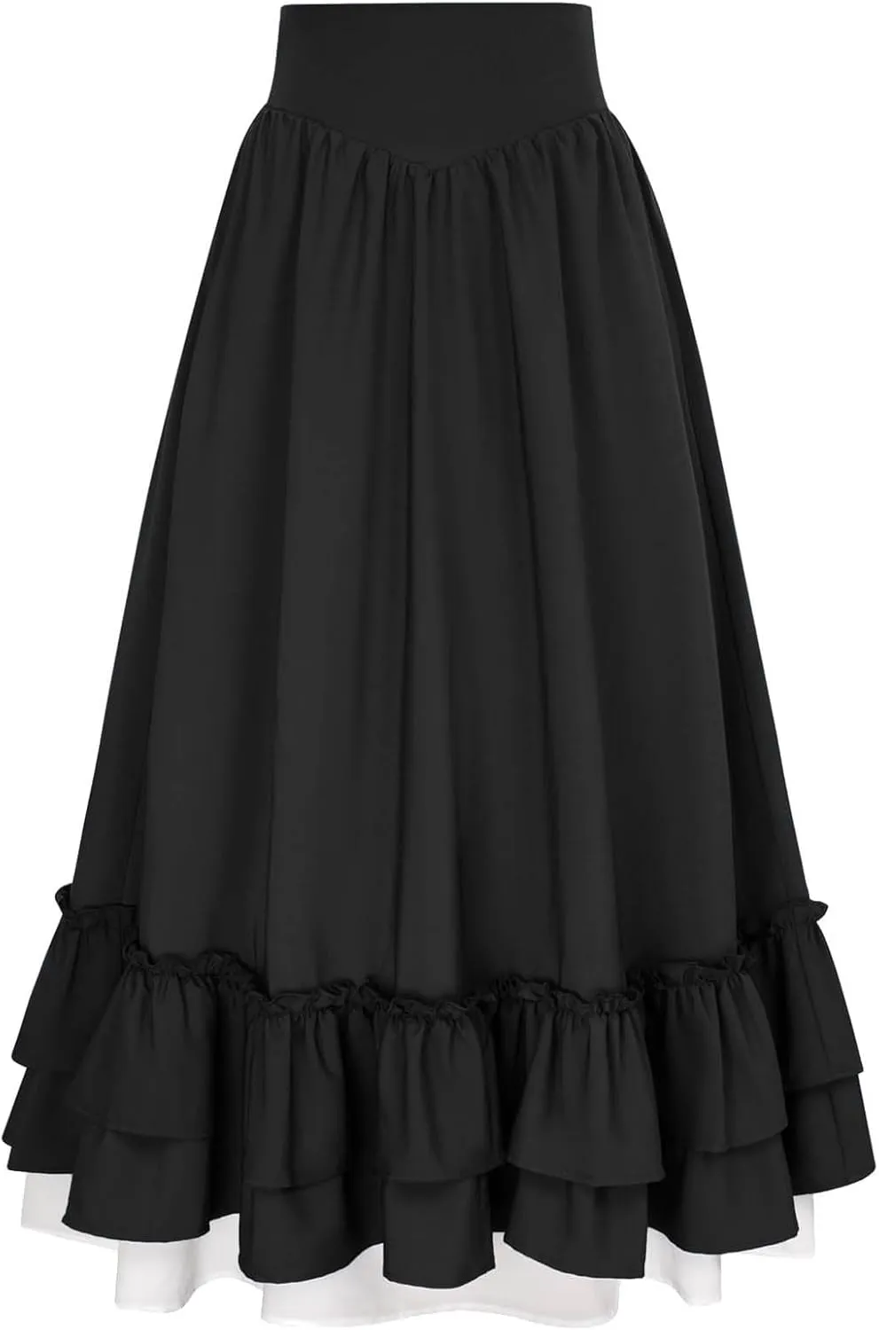 Maxi Gothic Skirts for Women Double Layered Long Skirt Tiered Pirate Skirts Renaissance Victorian Skirts Goth Skirt