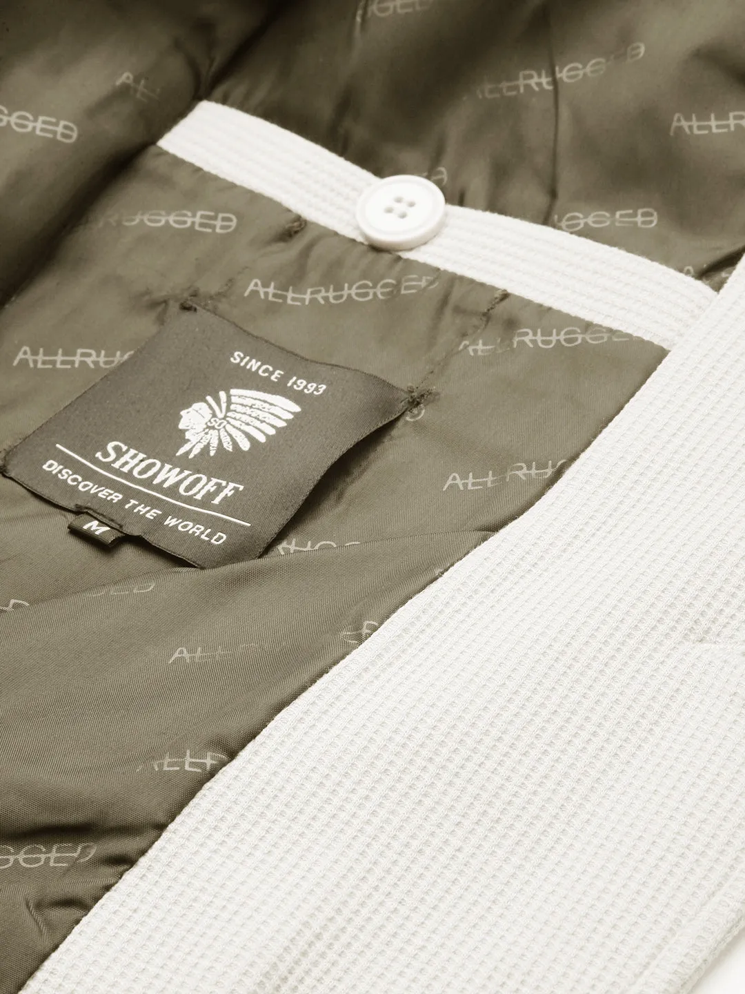Men Grey Self Design Single-Breasted Blazer