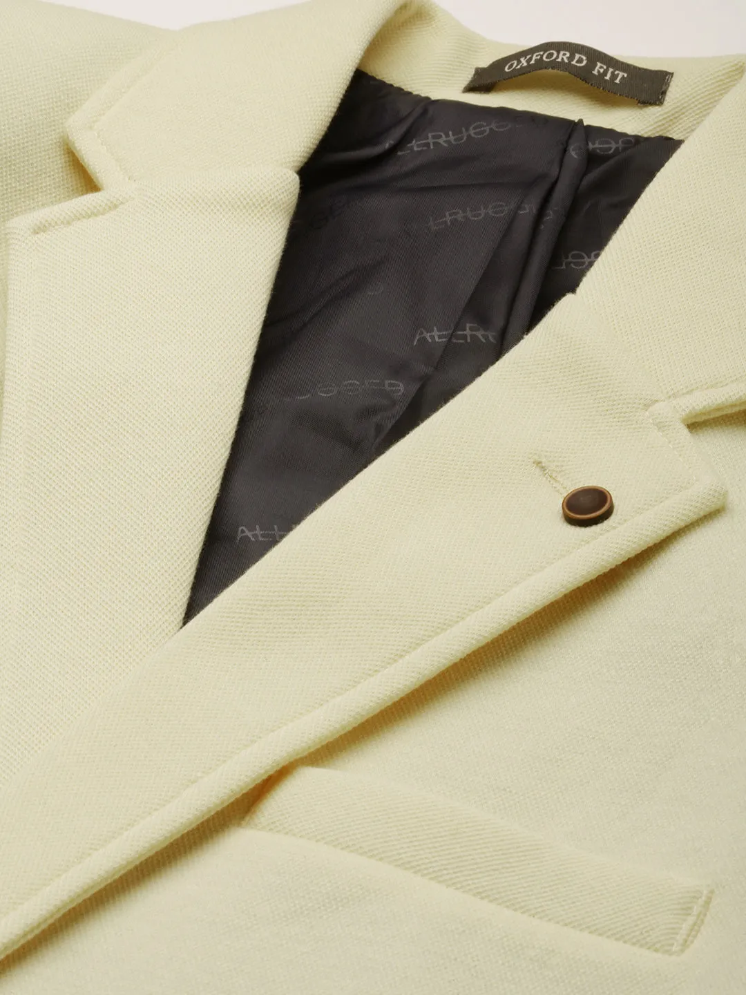 Men Yellow Solid Single-Breasted Blazer