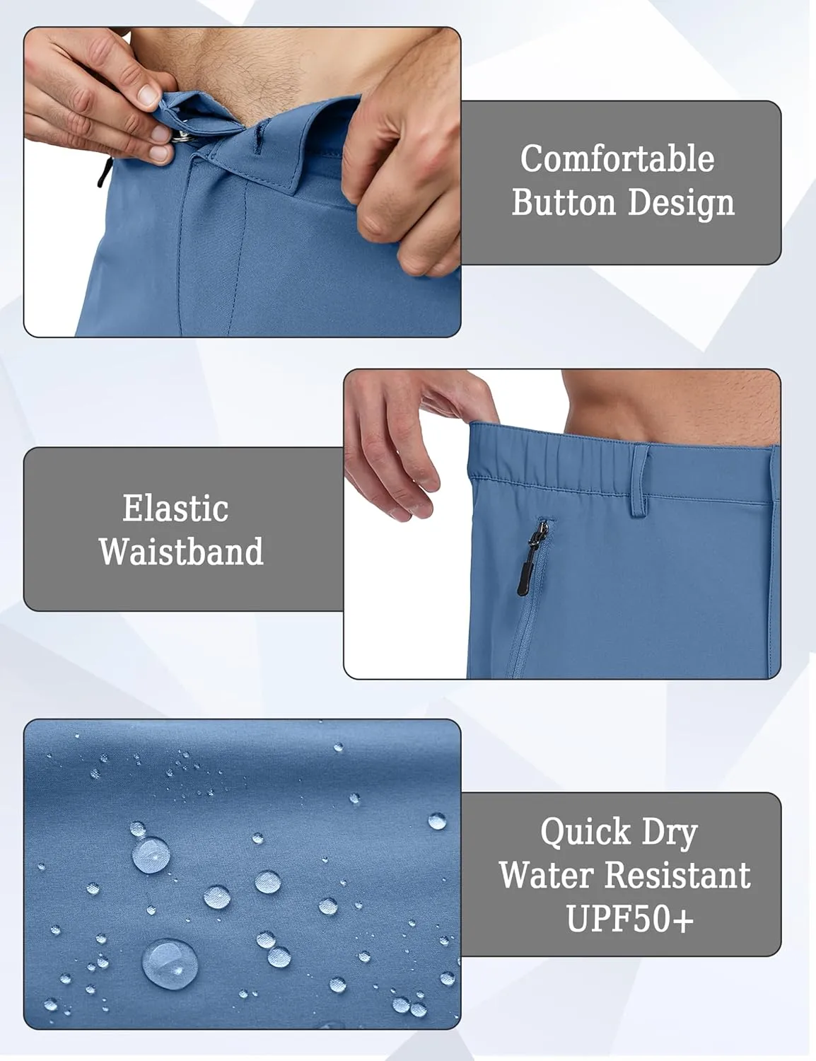 Mens Hiking Cargo Summer Shorts 9" Quick Dry Lightweight Outdoor Fishing Golf Casual Elastic Waist Loose Fit 6 Pocket