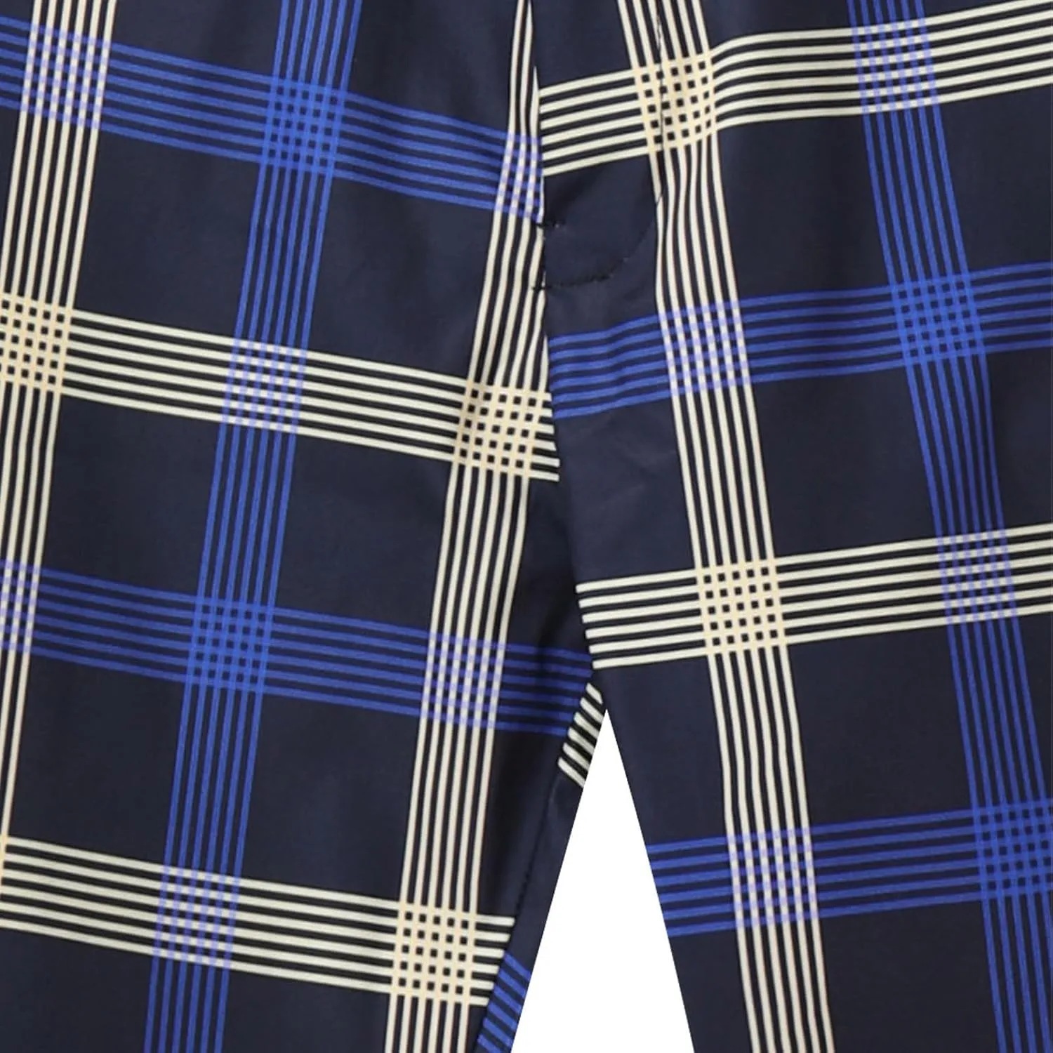 Men's Plaid Pants Regular Fit Elastic Waist Casual Pants Comfortable Tapered Leg Pants with 2 Pockets