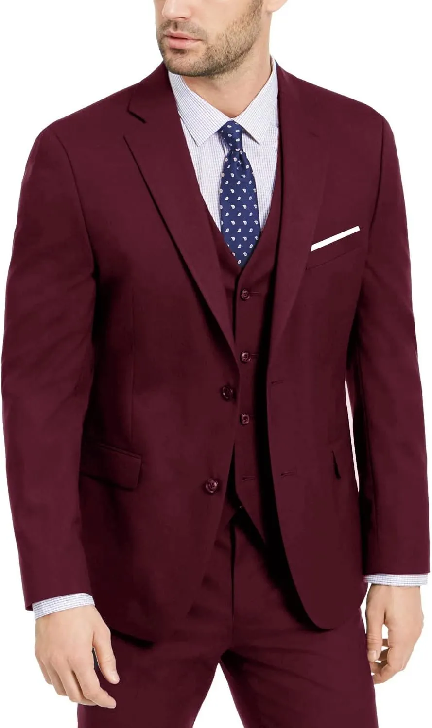 Men's Suits 3 Piece Slim Fit Suit Set,Two Button Wedding Business Tuxedo Solid Blazer Jacket Vest Pants with Tie