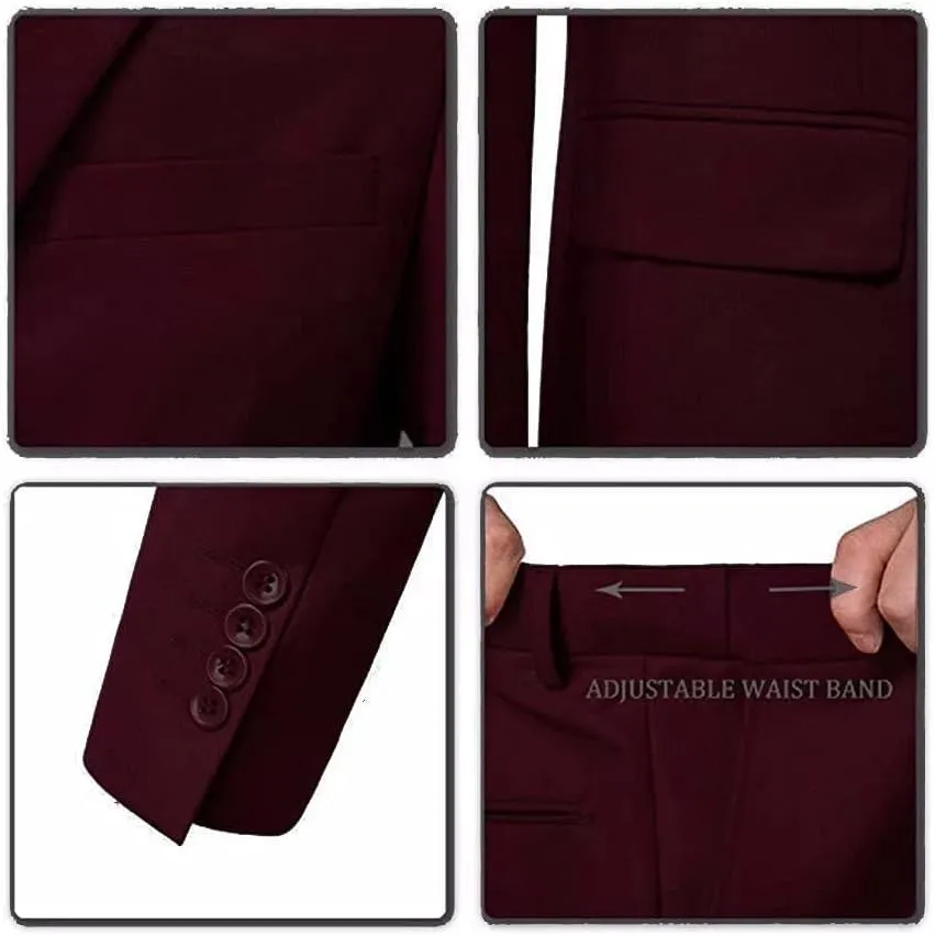 Men's Suits 3 Piece Slim Fit Suit Set,Two Button Wedding Business Tuxedo Solid Blazer Jacket Vest Pants with Tie
