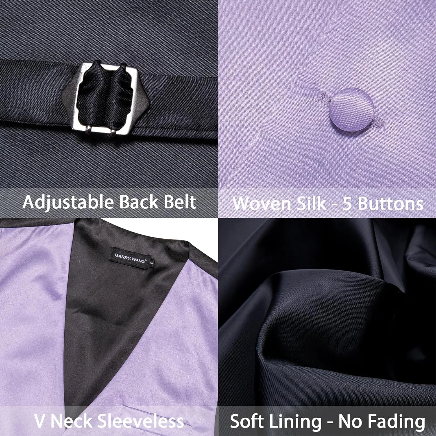 Men's Vest Tie Set Bow Tie Satin V-Neck Solid Colors Suit Waistcoat Cufflinks hanky Formal Wedding Business Tuxedo