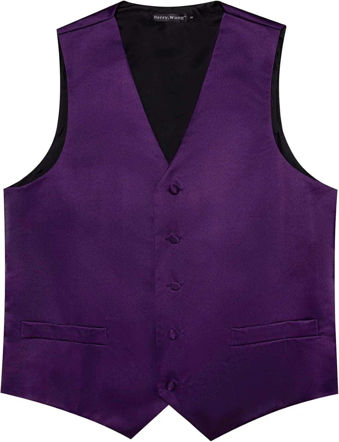 Men's Vest Tie Set Bow Tie Satin V-Neck Solid Colors Suit Waistcoat Cufflinks hanky Formal Wedding Business Tuxedo