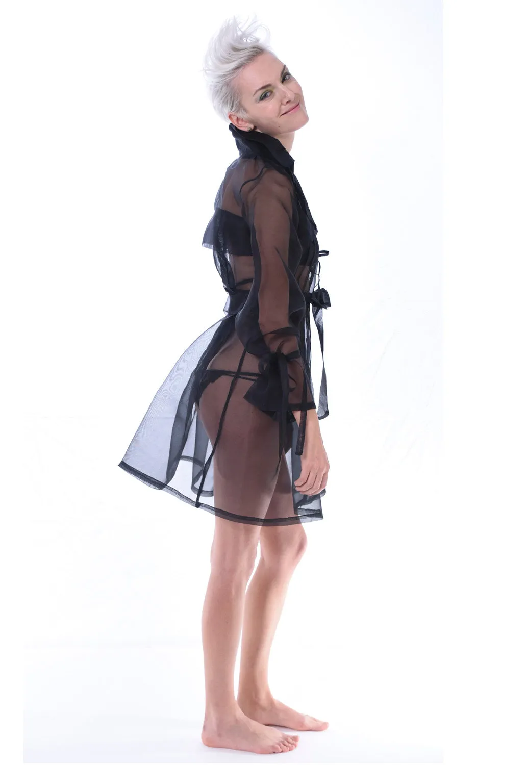 Midnight Silk Organza Trench