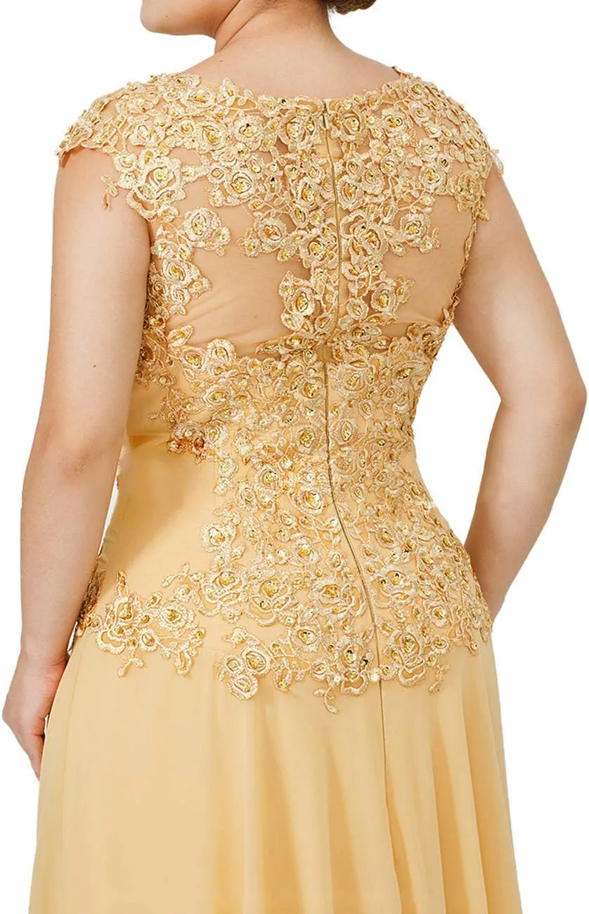 Mother of The Bride Dresses Long Evening Formal Dress Lace Applique Beaded Wedding Guest for Women