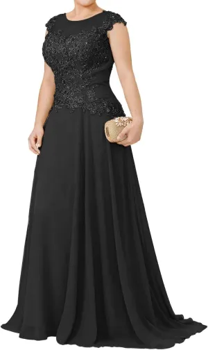 Mother of The Bride Dresses Long Evening Formal Dress Lace Applique Beaded Wedding Guest for Women