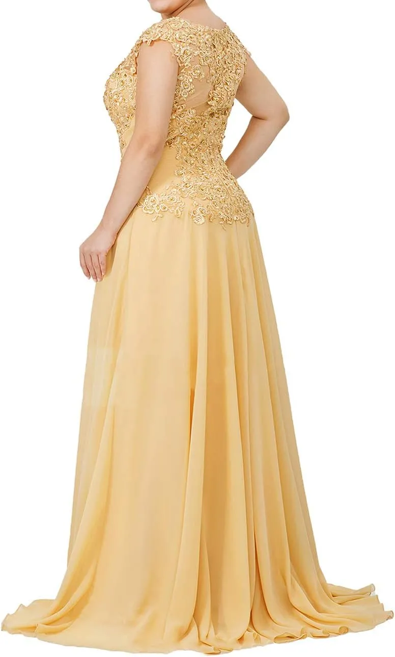Mother of The Bride Dresses Long Evening Formal Dress Lace Applique Beaded Wedding Guest for Women