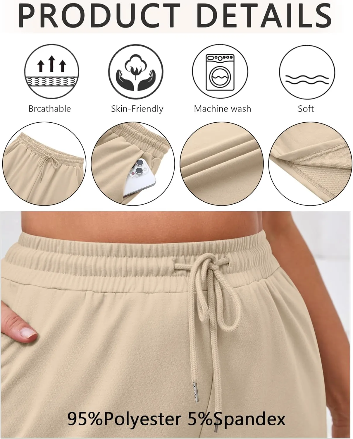 Neer 3 Pack Women's Plus Size Sweatpants Wide Leg Cargo Lounge Pants High Waist Ladies' Slacks Drawstring Jogger with Pockets