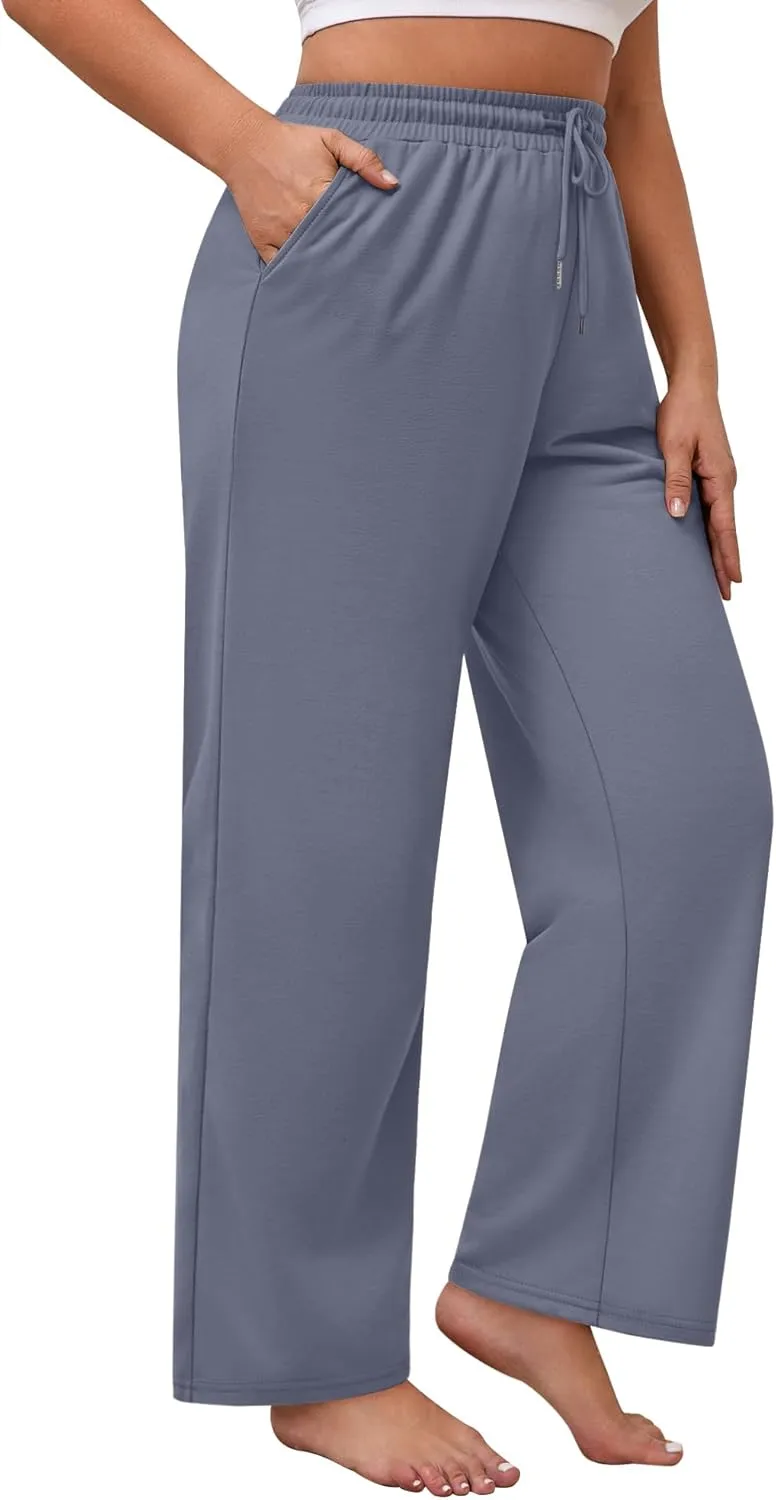 Neer 3 Pack Women's Plus Size Sweatpants Wide Leg Cargo Lounge Pants High Waist Ladies' Slacks Drawstring Jogger with Pockets