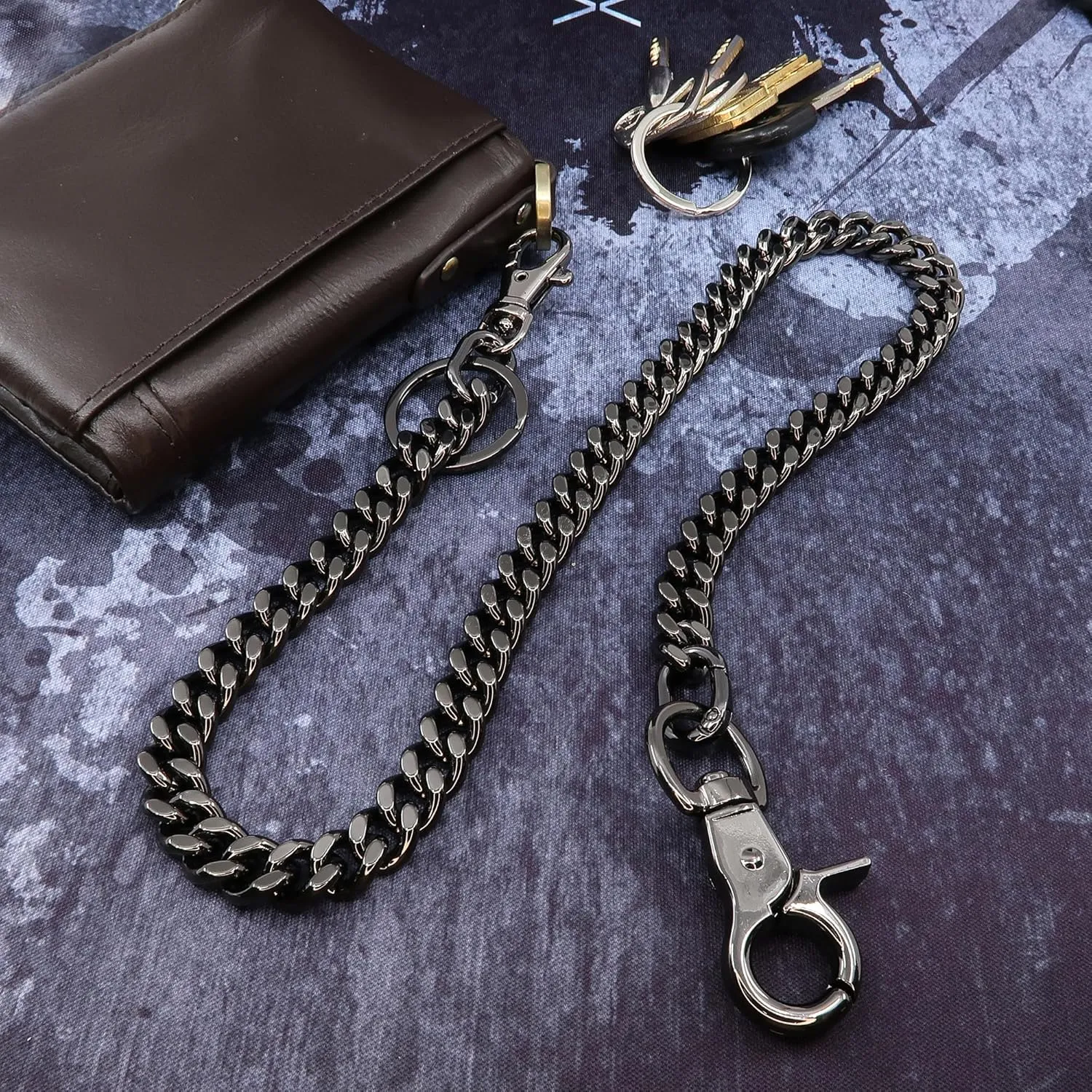 newtro Wallet Chain Men Women Boy Girl, Biker Motorcycle Pants Jean Punk Long Key Chain Black Gold Silver 26 Types
