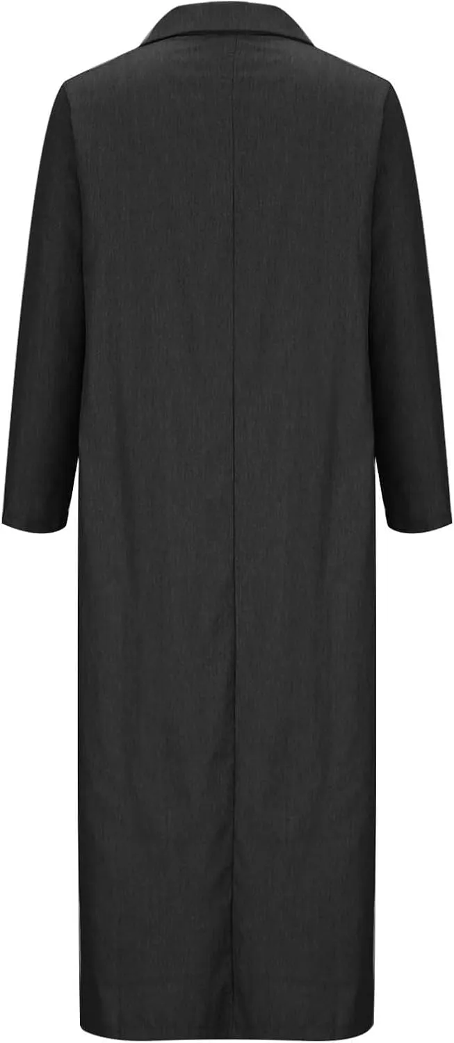 Oplxuo Women's Plus Size Denim Dress Long with Slit Button Down Shirt Dress Long Sleeve Lapel Casual Loose Jean Maxi Dresses