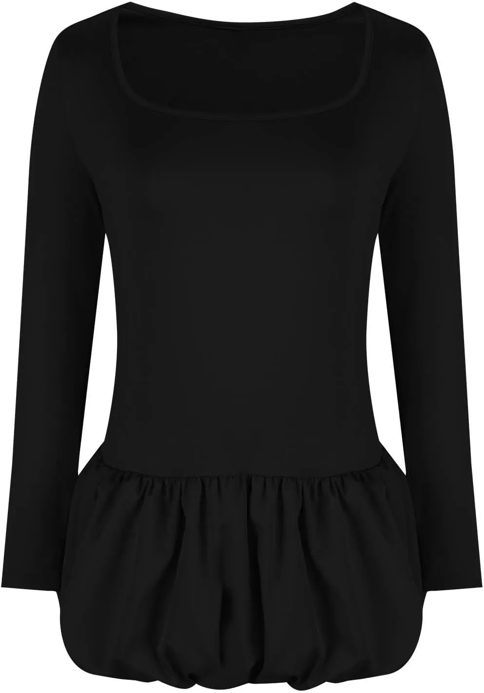 Oplxuo Women's Sexy Bubble Mini Dress Low Cut Square Neck Long Sleeve A-Line Ruffle Color Block Short Going Out Party Dresses