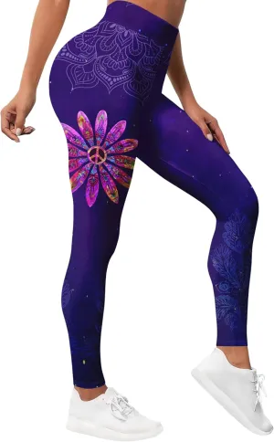 PAGYMO Leggings for Women Printed Funny Gym Womens Yoga Pants Hippie Legging Mandala Floral Pant, 3X-Large, Wlg-023444