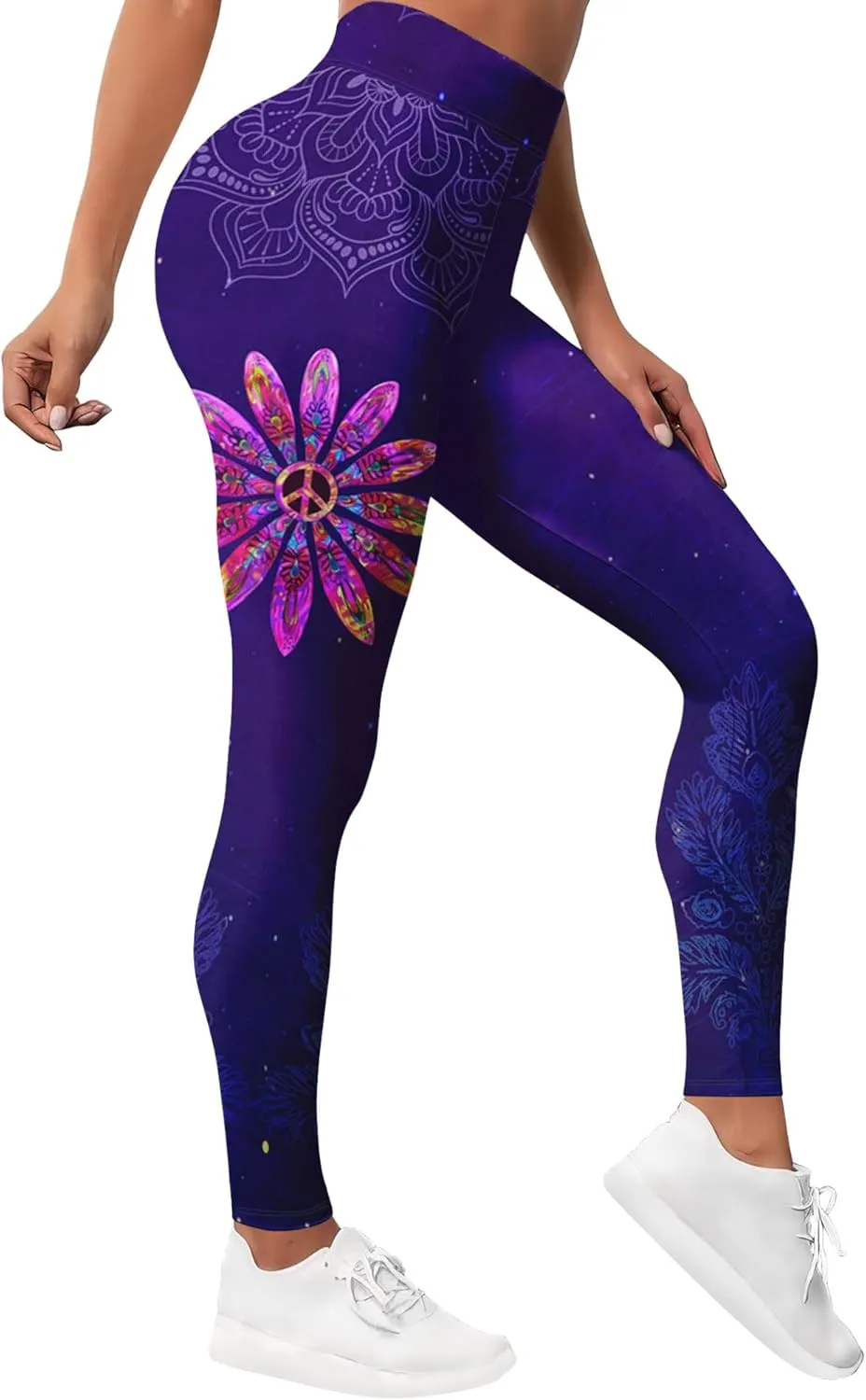 PAGYMO Leggings for Women Printed Funny Gym Womens Yoga Pants Hippie Legging Mandala Floral Pant, 3X-Large, Wlg-023444