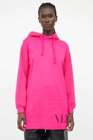 Pink Long Hooded Sweatshirt