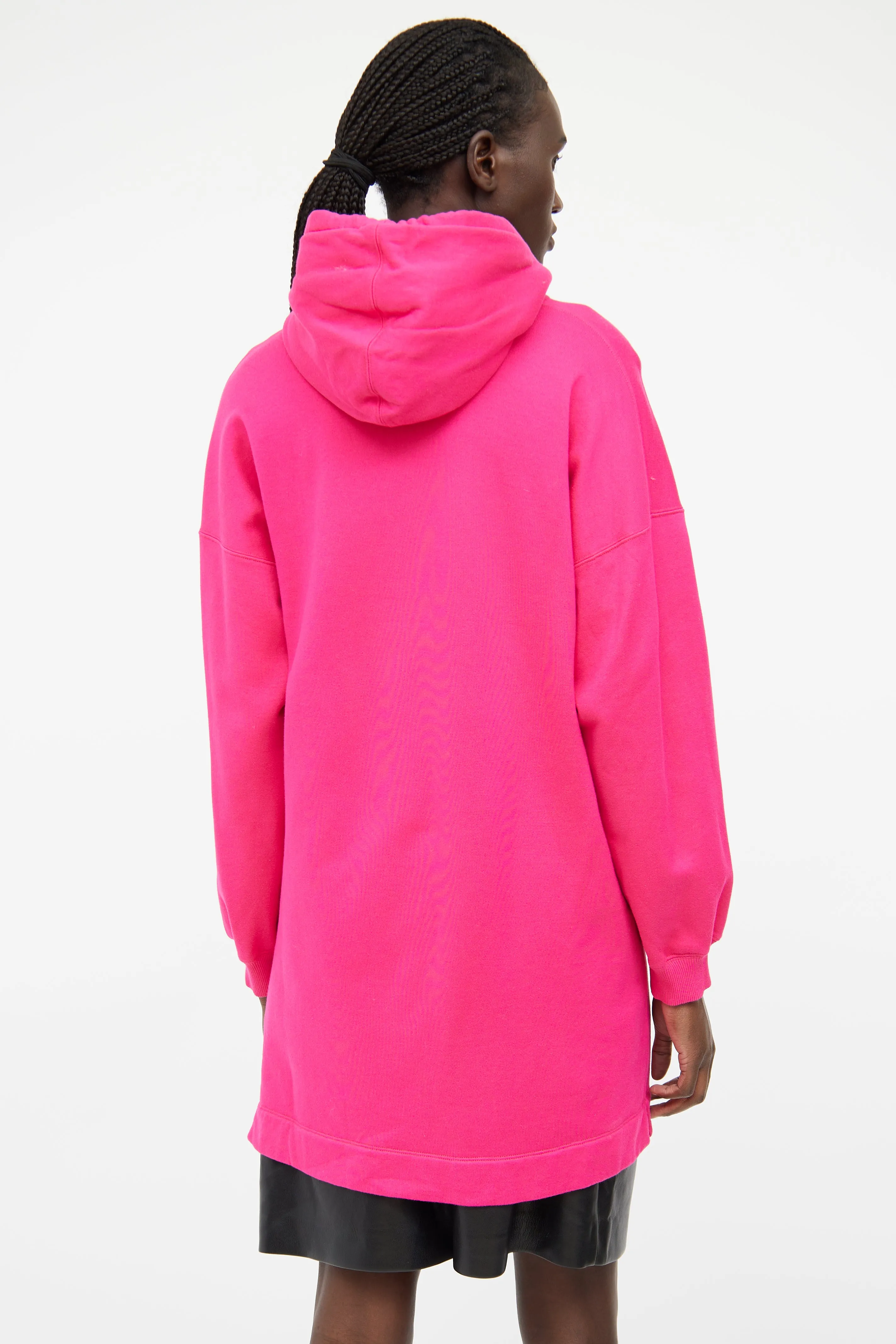 Pink Long Hooded Sweatshirt