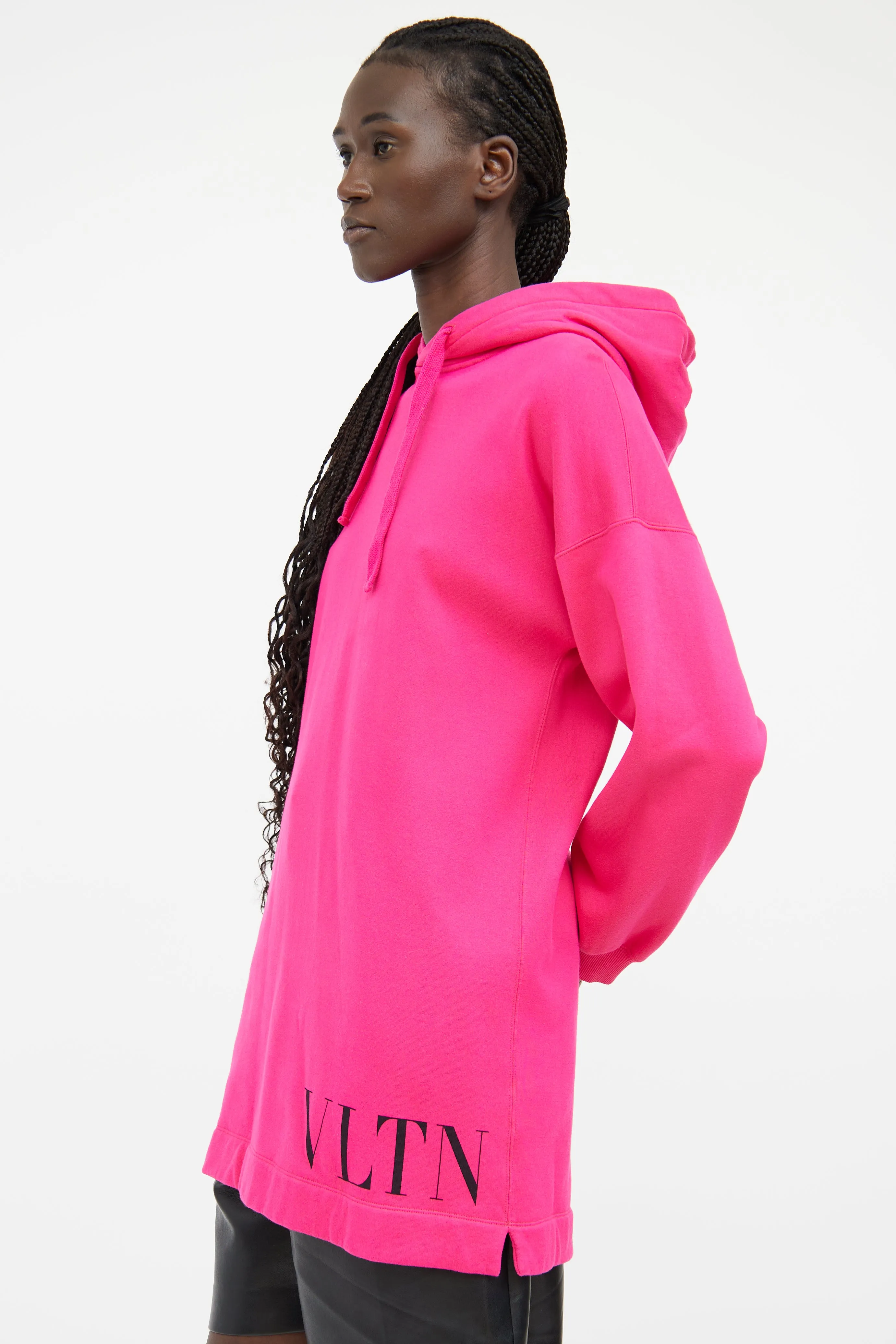 Pink Long Hooded Sweatshirt