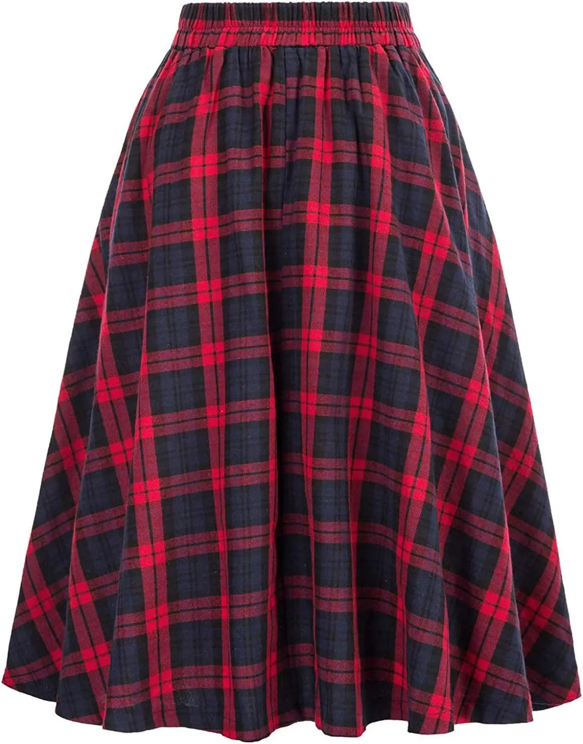 Plaid Skirt for Womens High Waist A Line Pleated Midi Skirts Steampunk Women Long Skirt Medieval Halloween Costume