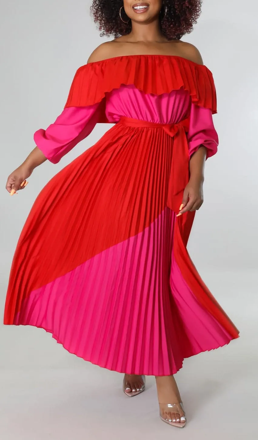 Pleated Two Toned Maxi Dress