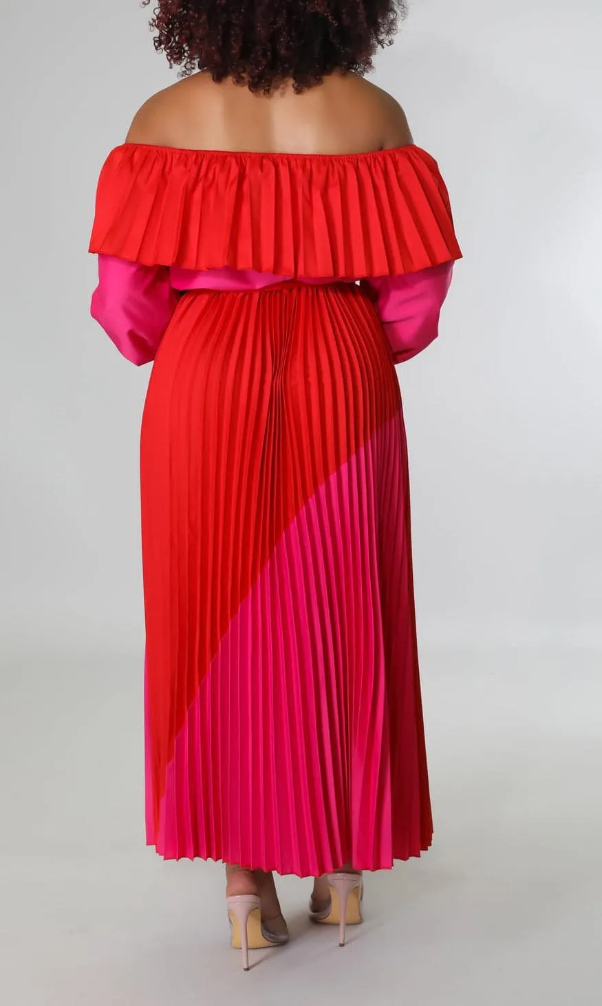 Pleated Two Toned Maxi Dress