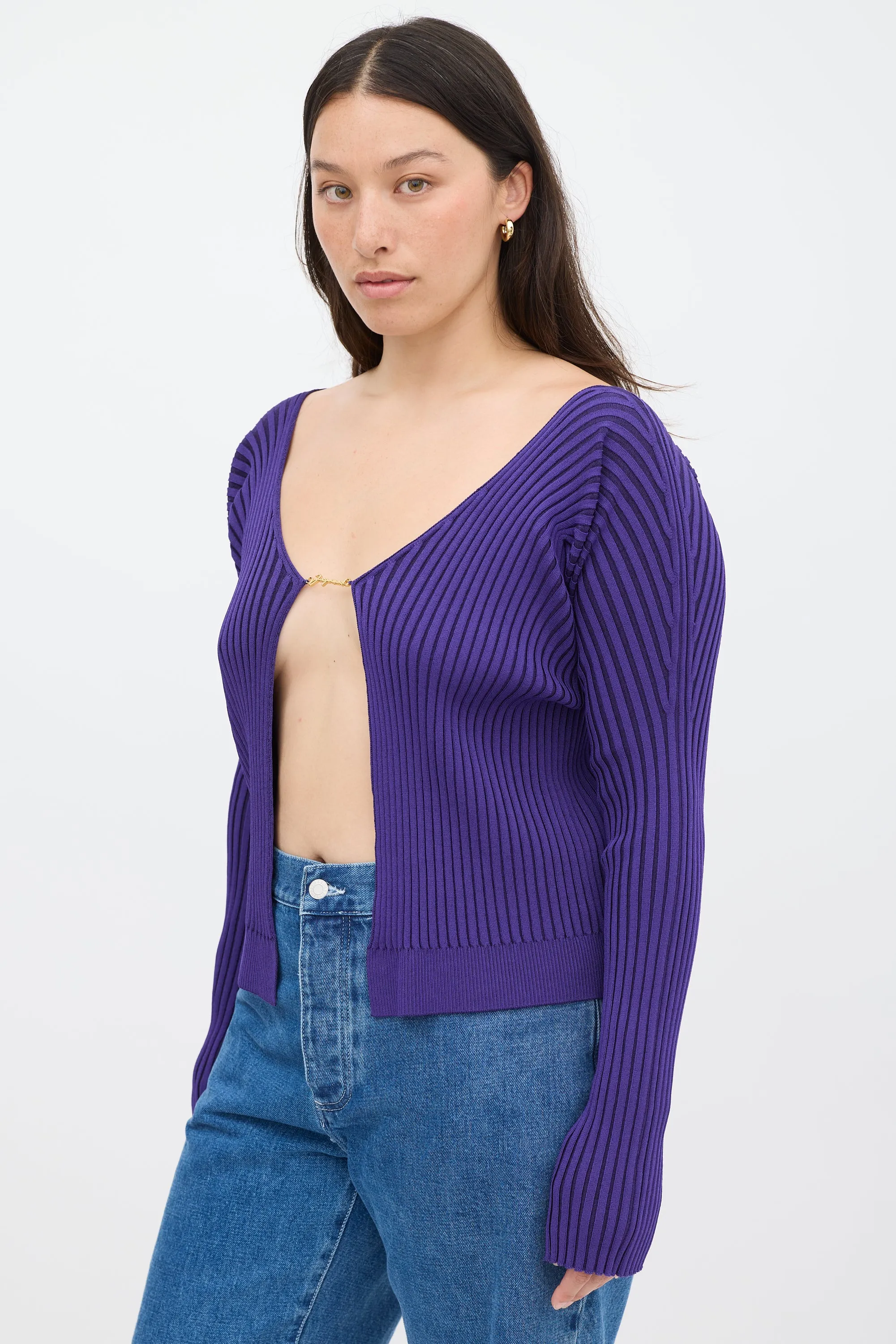 Purple La Maille Pralu Longue Cardigan