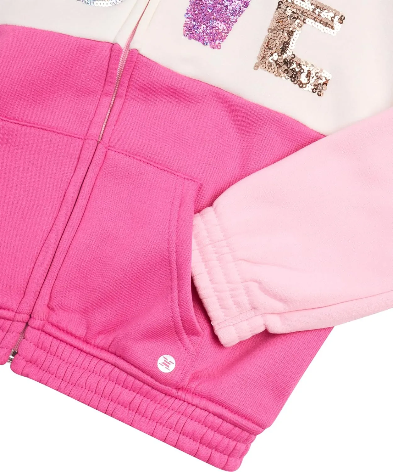 RBX Girls' Active Sweatsuit Set - 2 Piece Fleece Hoodie Sweatshirt and Sweatpants - Sequin Jogger Pants Set for Girls (7-12)
