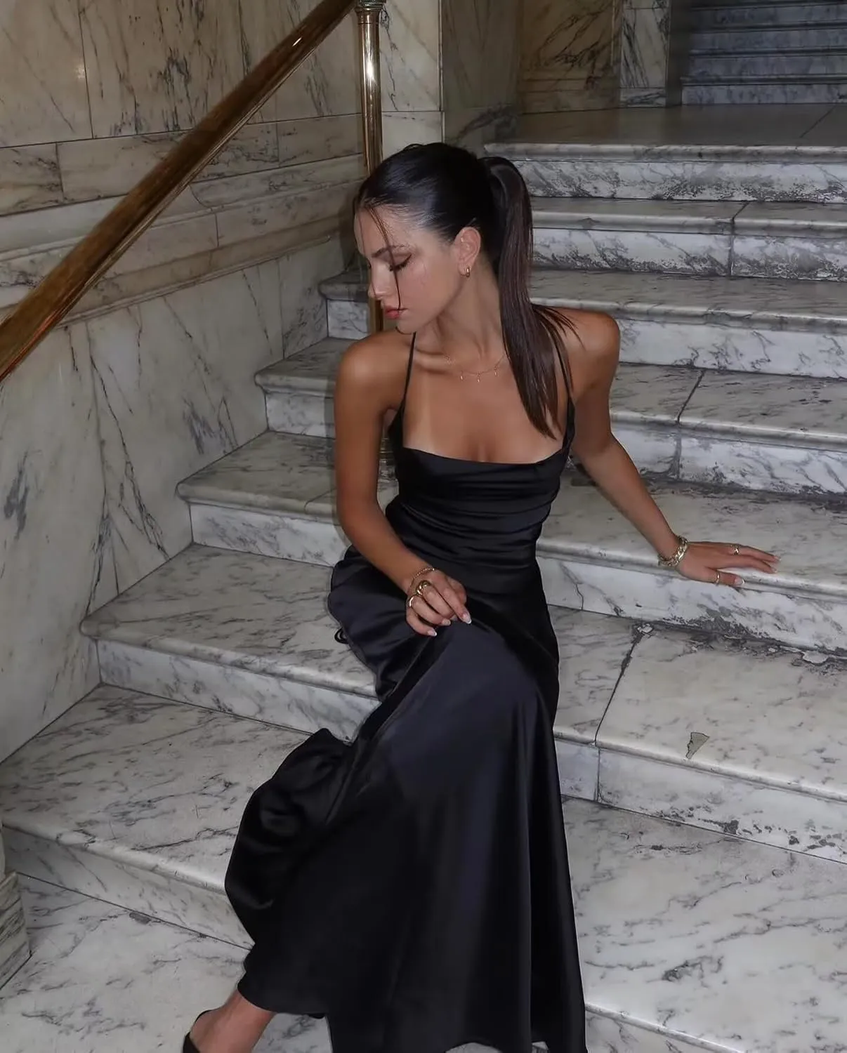 Satin Long Bridesmaid Dress 2025 A Line Spaghetti Straps Formal Evening Prom Dresses for Women IK063