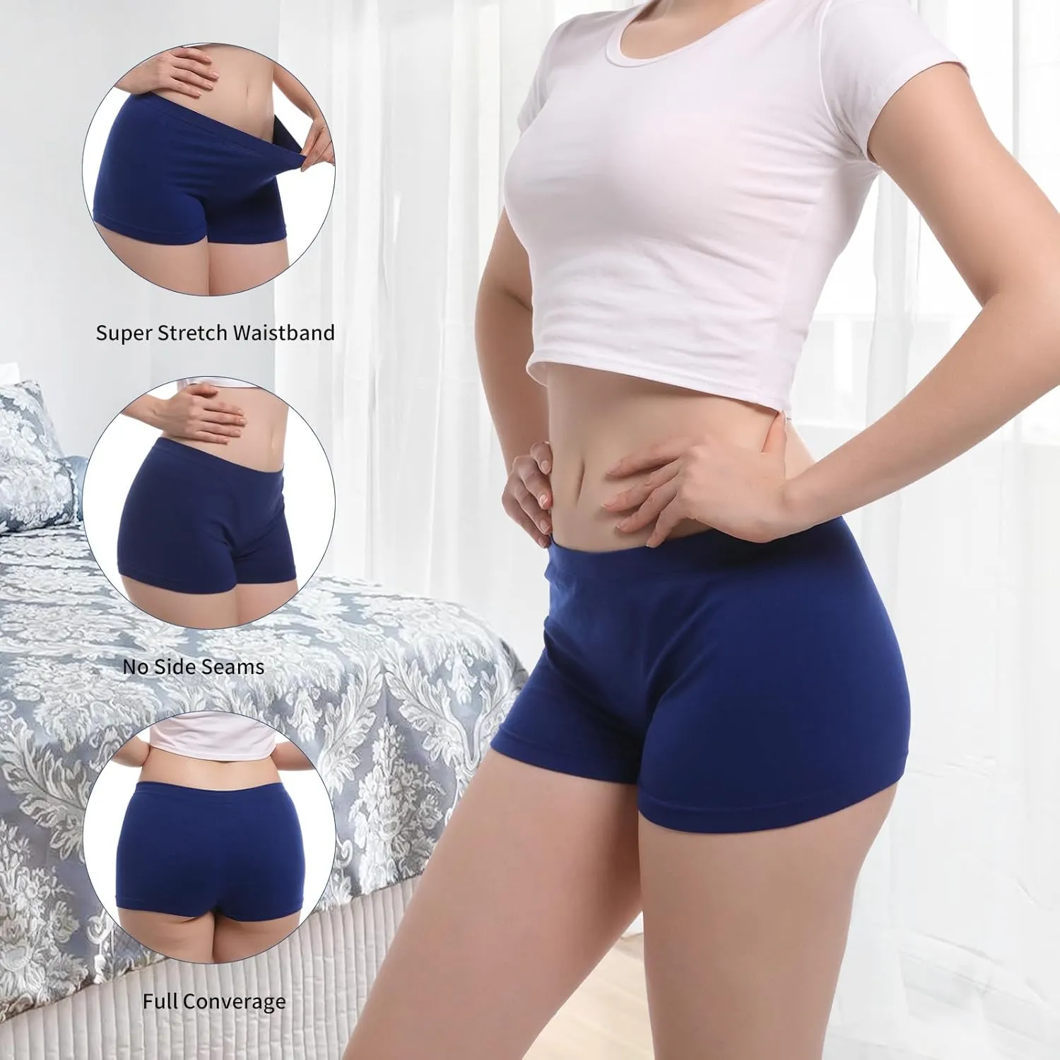 Seamless Boyshort Underwear For Women Nylon Spandex Boyshorts Panties Soft Stretch Boy Shorts Underwear MultiPack