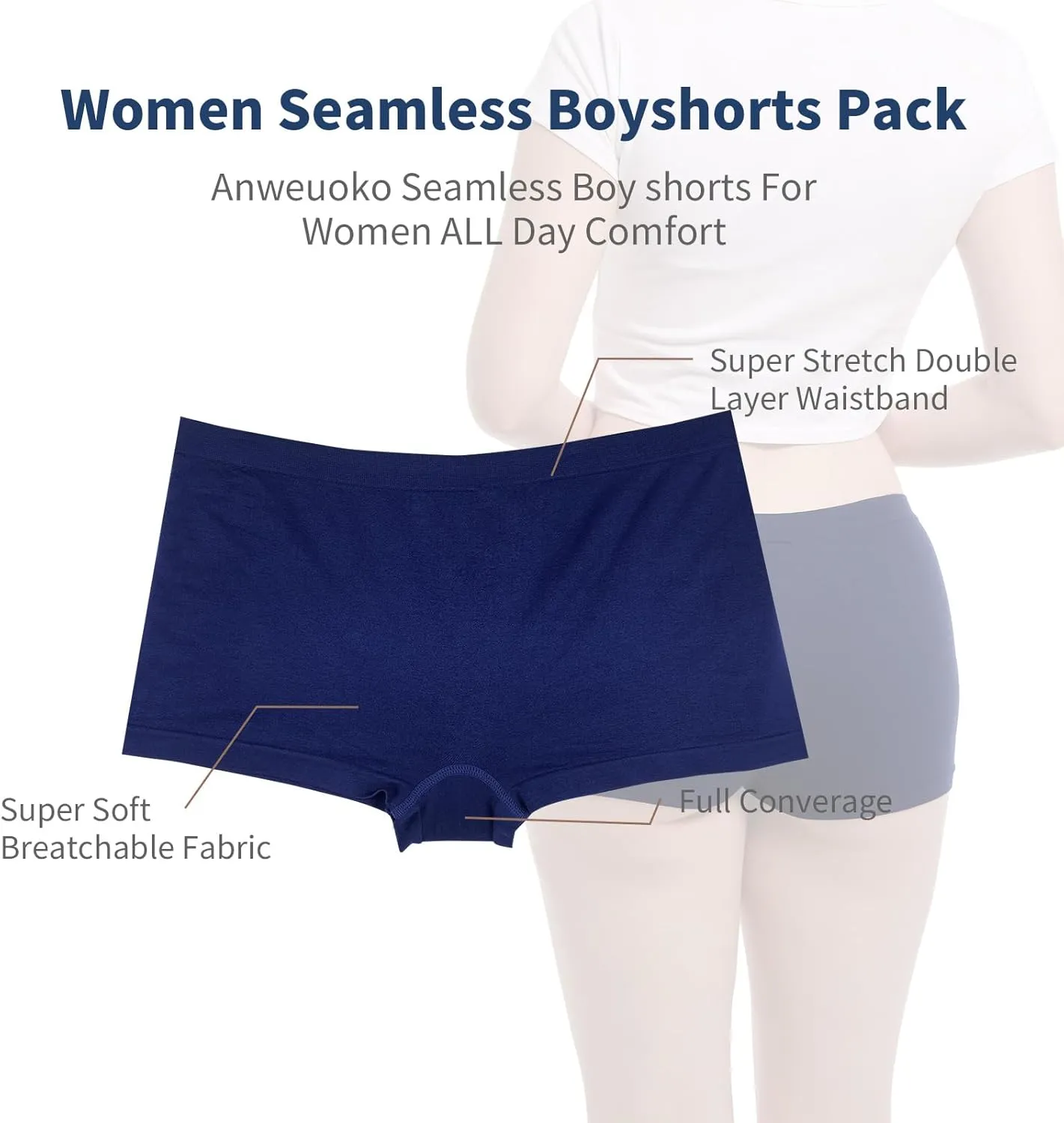 Seamless Boyshort Underwear For Women Nylon Spandex Boyshorts Panties Soft Stretch Boy Shorts Underwear MultiPack