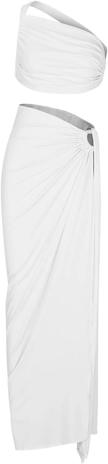 Sexy Cutout Maxi Dress, Ruched Backless, Summer Vacation Outfits for Women, Bodycon Cocktail Slit Cut Out Open Back