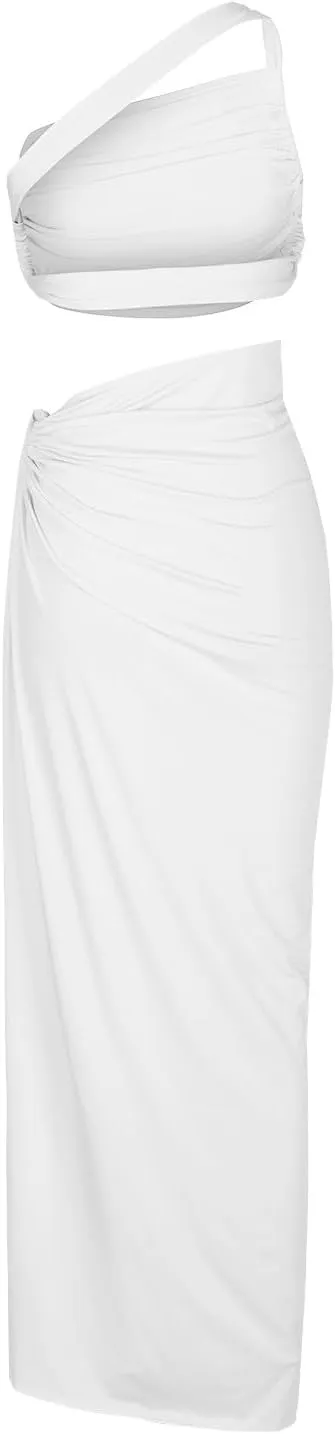 Sexy Cutout Maxi Dress, Ruched Backless, Summer Vacation Outfits for Women, Bodycon Cocktail Slit Cut Out Open Back