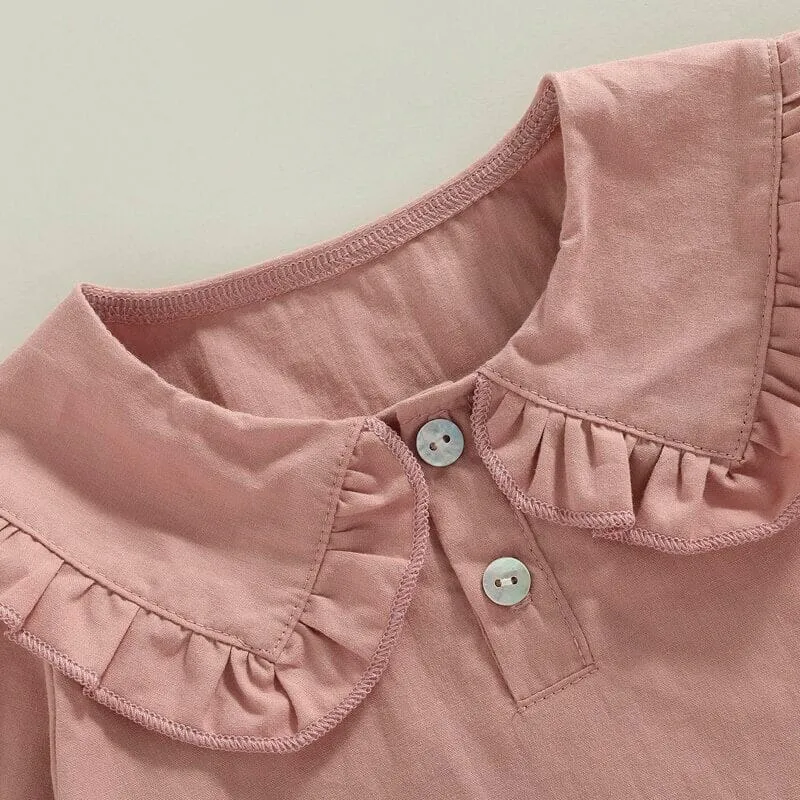 Solid Ruffled Collar Toddler Shirt