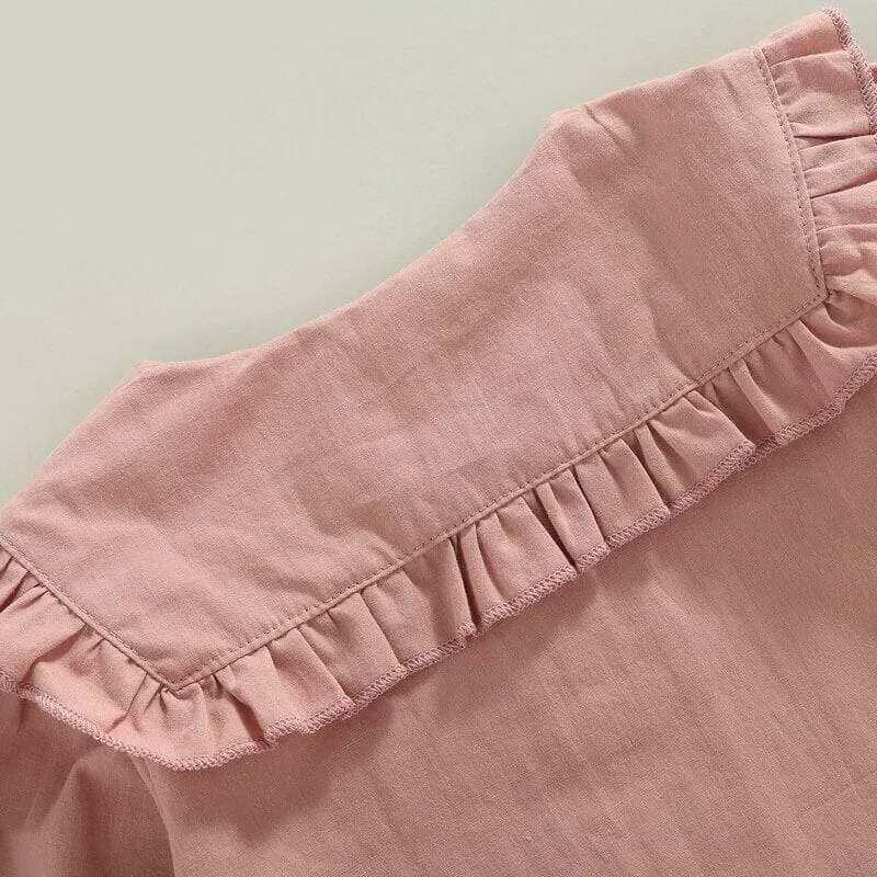Solid Ruffled Collar Toddler Shirt