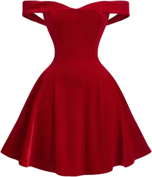 SOLY HUX Women's Mini Dress Off The Shoulder Sleeveless A Line Flared Cocktail Wedding Party Dresses