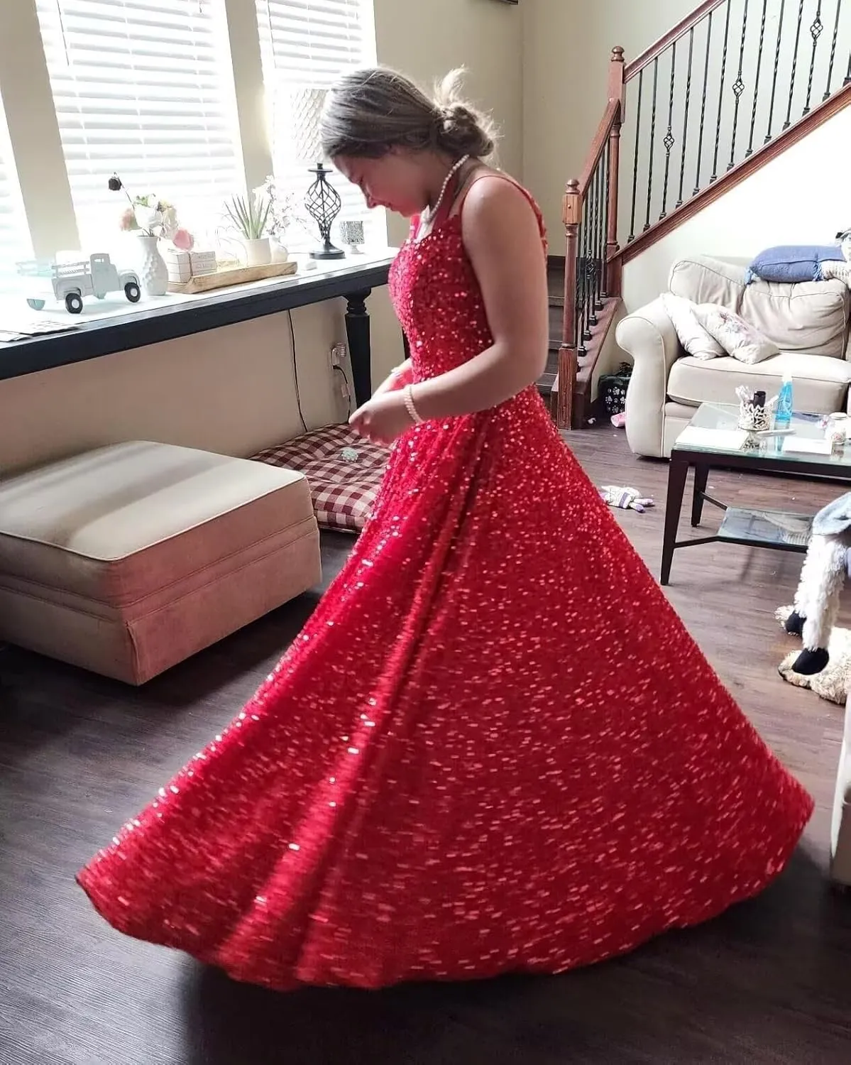 Spaghetti Straps Sequin Prom Dresses 2025 Long Sparkly A Line Formal Ball Gowns with Pockets VS161