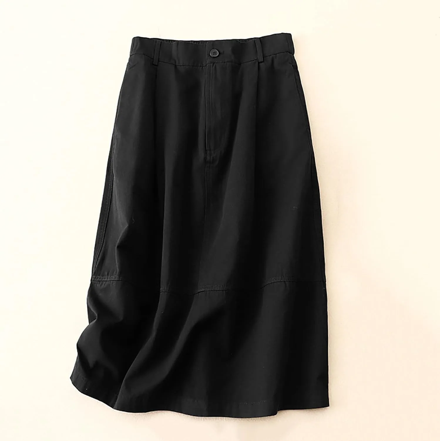 Summer A Line Midi Skirt for Women Solid Elastic High Waisted Button Skorts Casual Fashion Loose Soft A Line Skirts