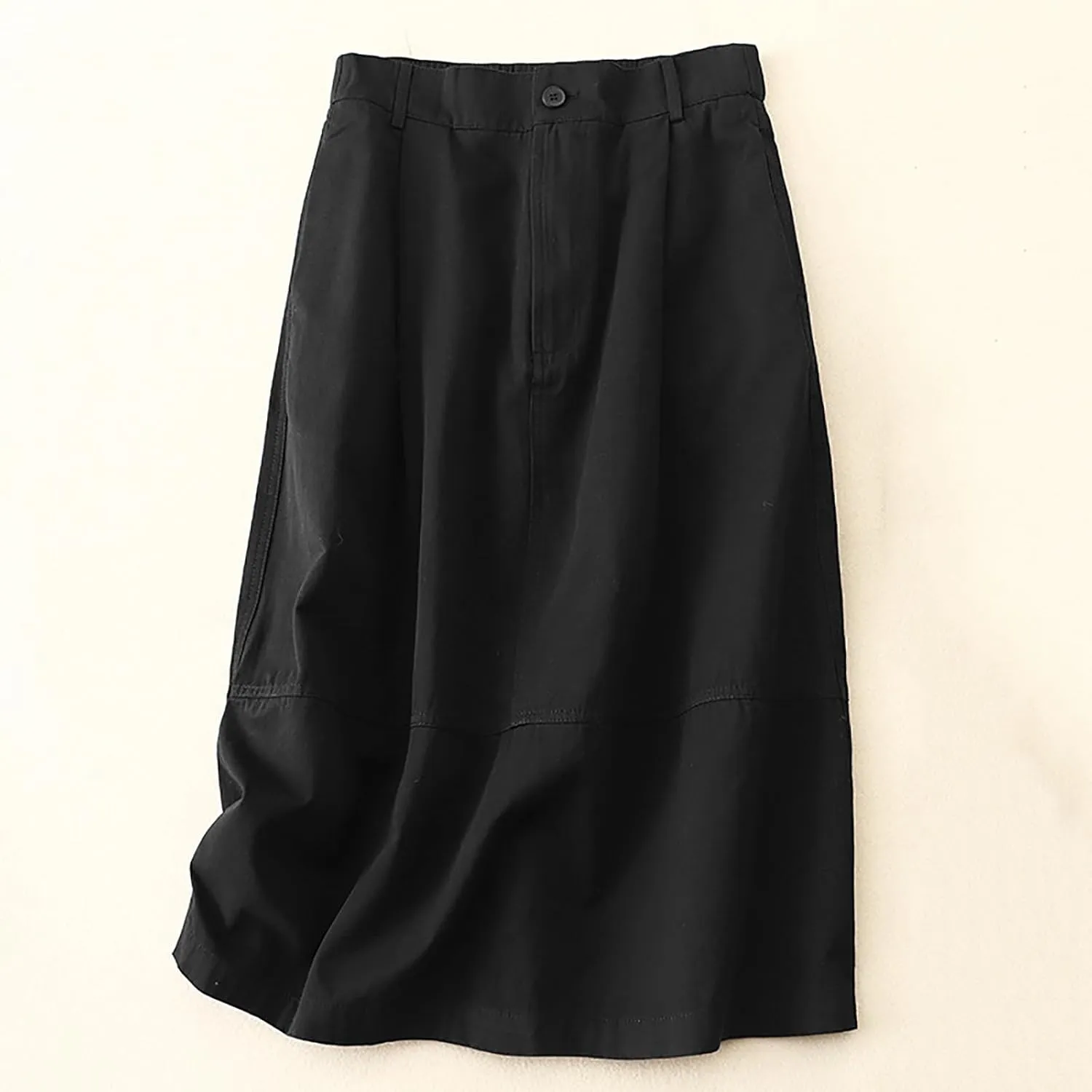 Summer A Line Midi Skirt for Women Solid Elastic High Waisted Button Skorts Casual Fashion Loose Soft A Line Skirts